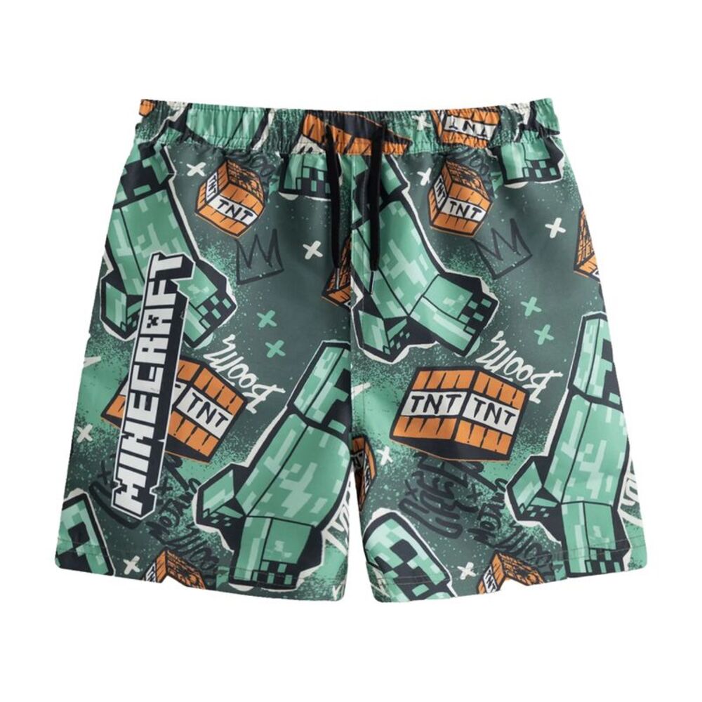 Minecraft Boys Creeper Graffiti Swim Shorts / Green